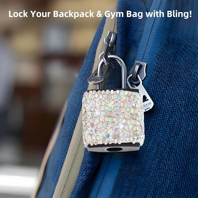2 Pcs Small Locks with Keys Mini Luggage Locks Bling Keyed Padlock with Key Metal Lock for Locker Suitcase,Backpack,Boxes,Laptop Bag(Pink+Purple) - Image 6