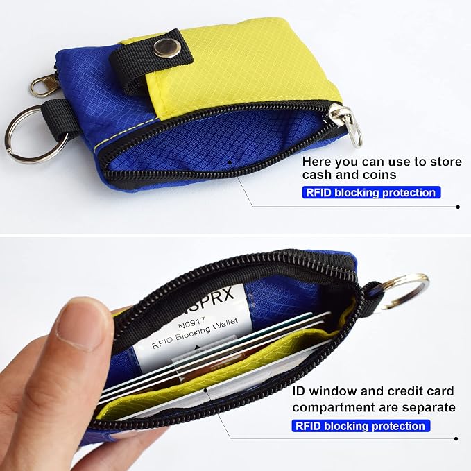 CHENSPRX Minimalist RFID Blocking Small Wallet with ID Window,WaterResistant Zip Id Case Wallet with Lanyard Keychain for Cards,Cash,Travel,Women,Men - Image 4