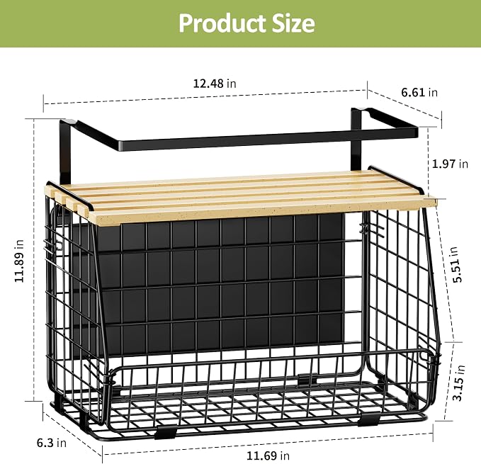 2 Pack Magnetic Shelf for Fridge, Fruit Potato Onion Storage Bins | Magnetic Basket with Lid, Side of Fridge Storage, Produce Basket for Fruits Vegetables Spices, Kitchen Pantry Organizer - Image 8