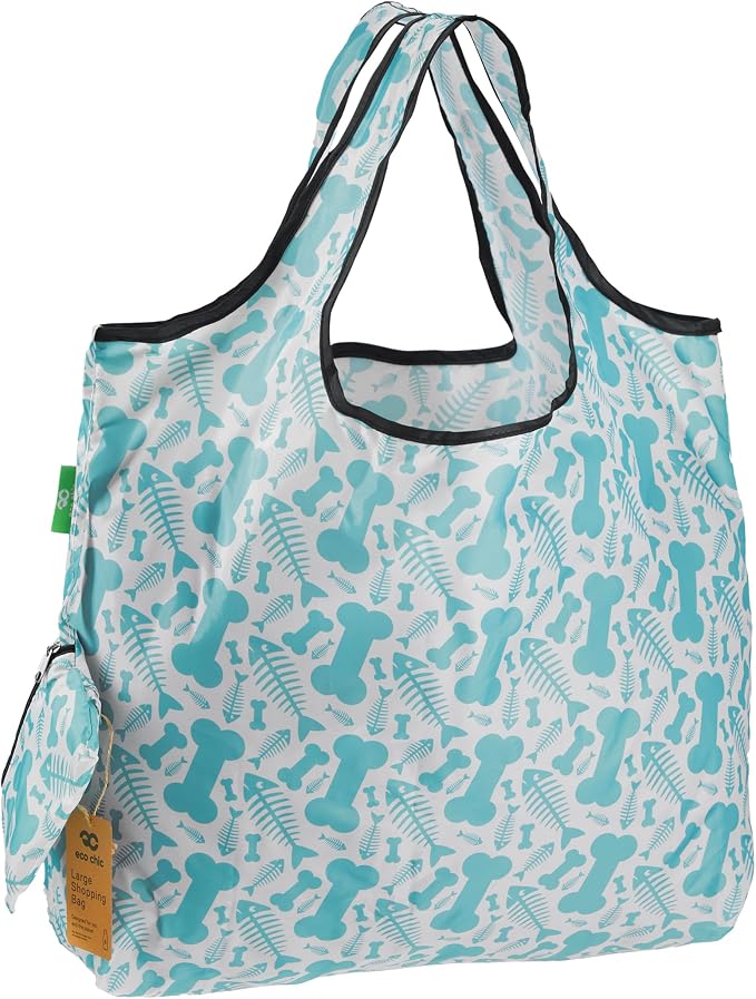 ECO CHIC Foldable Reusable Grocery Bags - Foldable Grocery Bags - Lightweight, Recycled & Reusable Shopping Bags - Waterproof, Packable Tote Fitting in Fine Grocery Bag Carrier by ECOCHIC