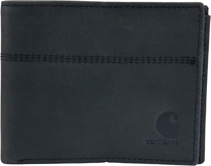 Carhartt Men’s Full Grain Saddle Leather Wallets, RFID Blocking Bifold, Trifold, and Front Pocket Options, Gifts for Men by Carhartt