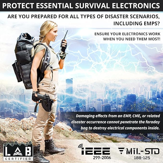 Mission Darkness Dry Shield Faraday Backpack 40L // Waterproof Tactical Bag with MOLLE Webbing and Removable Packs // Signal Blocking Anti-tracking Data Privacy EMP Shield for Electronics - Image 6