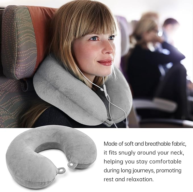 2 Packs Travel Neck Pillow Cover, Reusable U Shaped Washable Soft Smooth Airplane Pillow Cover - Image 5