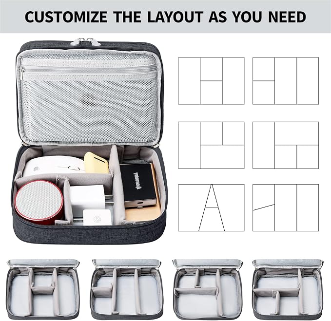 Lanola Custom Personalized Travel Cable Organizer Bag, Electronic Accessories Case Portable Double Layer Cable Storage Bag with DIY Dividers & Custom Photo Text for Men Women (Black) - Image 5