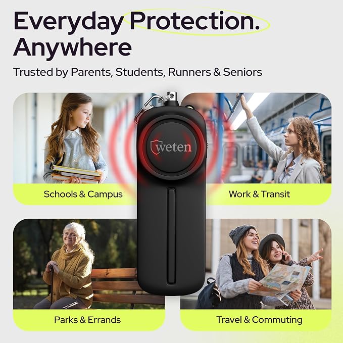 Personal Safety Alarm Keychain for Women, 130dB Siren, 2 Pack Black | LED Light, Panic Pin, Self-Defense Device, Emergency Whistle Alternative for College, Travel, and Night Walk Protection - Image 6
