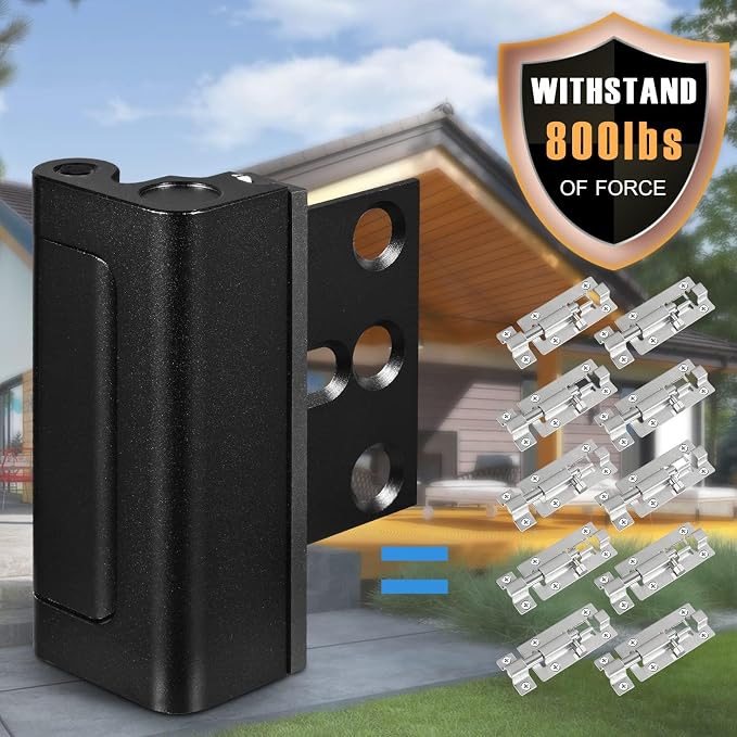 5Pack Door Reinforcement Lock Home Security, Childproof Safety | Top Door Lock Latch for Toddlers Safety, Inside Defender Prevents Unauthorized Entry on Inward Doors, Withstands 800lbs - Image 2
