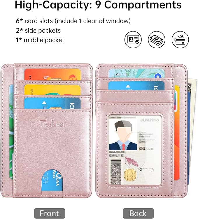 Teskyer Slim Minimalist Wallet for Men, RFID Front Pocket Card Holder | Ultra Slim Front Pocket Design, 8 Card Slots, RFID Protection, Smooth Faux Leather for Everyday Carry - Image 3