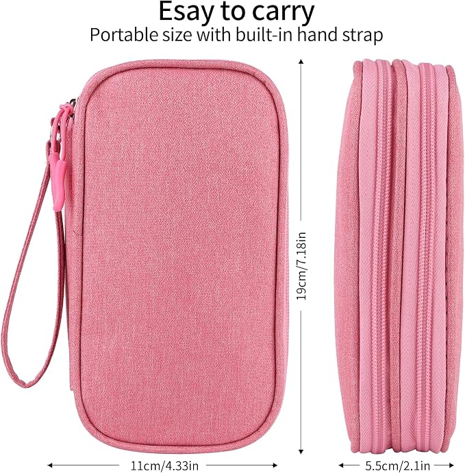 Travel Cable Organizer,Electronics Accessories Organizer Bag,for Charger, Phone, memory card,Travel Gadget Bag-Pink - Image 3