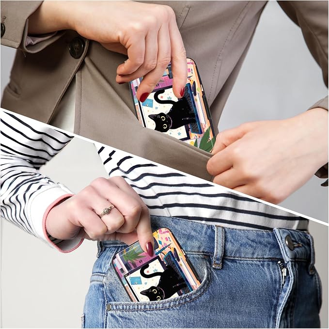 Credit Card Holder, Mini Aluminum Card Wallet RFID Blocking Slim Metal Hard Card Case for Women Men, Cat on Keyboard - Image 6