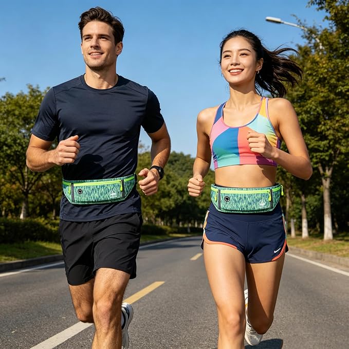 Running Belt Slim Fanny Pack Jogging Pouch Phone Holder Waist Pack - Green - Image 7
