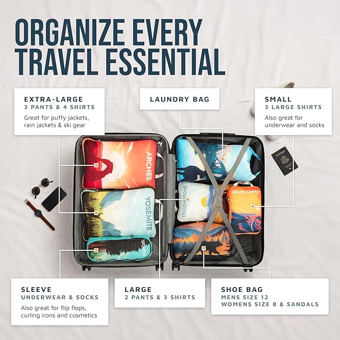 TRIPPED Travel Gear Large Compression Packing Cubes 7-Piece Set for Travel - Image 2