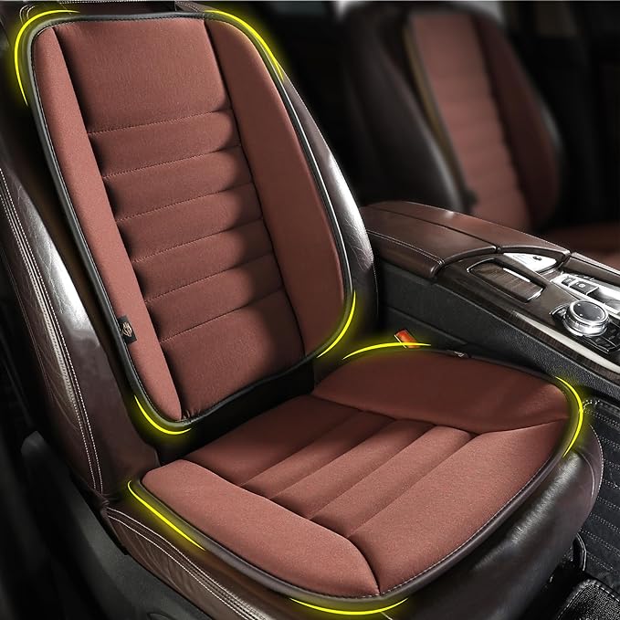kingphenix Car Seat Cushion with Back Support Pillow, Memory Foam, Brown | Memory Foam Car Cushion for Long Driving, Truck, Office Chair, Tailbone and Lower Back Support by kingphenix