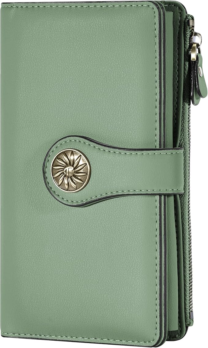 Travelambo Women's Wallet RFID Blocking Trifold Clutch Large Capacity Credit Card Holder Travel Purse by Travelambo