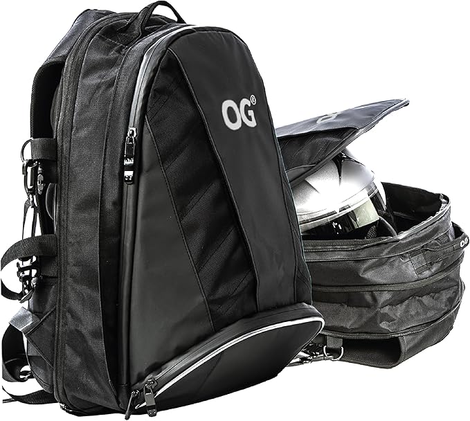 EZ-RiderPRO Waterproof Motorcycle Backpack 2 Helmets 28-35L White Logo | Expandable design with laptop compartment, helmet strap and reflective details for commuting and motorcycle touring. by OGOriginal