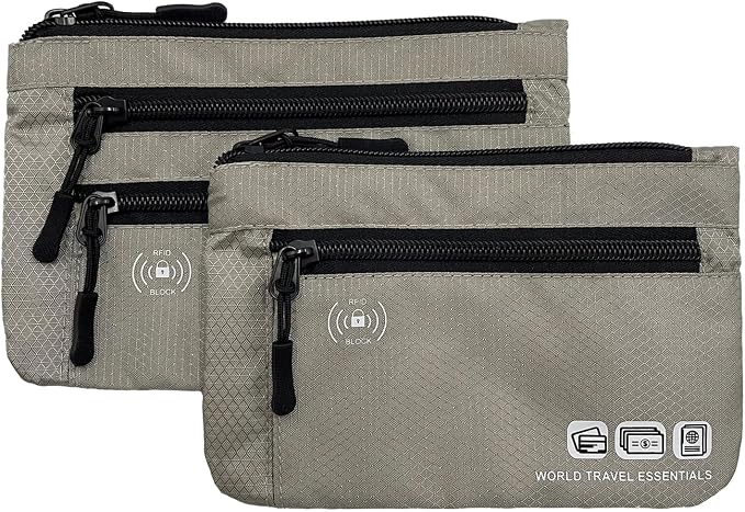 Passport Holder Bag Travel Wallet RFID Blocking Pouches, Two-Piece Set | Currency and Passport Organizer, Travel Essentials Pouch for Men Women, Ultra-slim, Lightweight - Image 9