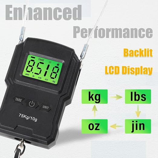 CyclingDeal Backlit LCD Display Digital Bike Scale - Electronic Balance with Double Hanging Hook Measures in kg, lbs, jin, oz - More Stable & Accurate - Max. Load Capacity 165lbs with Measuring Tape - Image 4