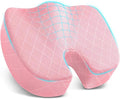 Seat Cushion, Memory Foam Office Chair Cushion - Pink, X-Large | for Car Seat, Airplane, Desk Chair - Sciatica & Hip & Coccyx Pain Relief Cushion for Long Sitting Office Workers, Car Drivers by TushGuardSeatCushonsPillows