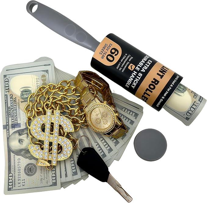 Lint Roller with Secret Safe Compartment - 2 in 1 Hidden Storage for Cash & Valuables, Portable Diversion Safe for Travel & Home(Black) - Image 2