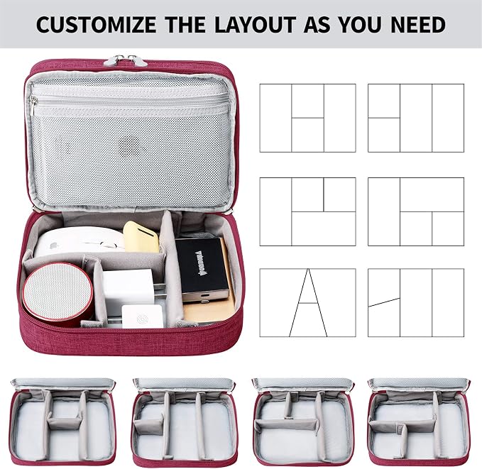 Lanola Travel Cable Organizer Bag, Electronic Accessories Case Portable Double Layer Cable Storage Bag for Cord, Charger, Flash Drive, Phone, SD Card,Personal Items - (Red) - Image 4