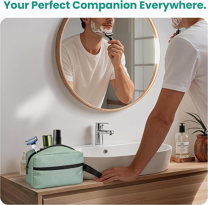 Travel Toiletry bag for Women and Men,Small Cosmetic Bag Hanging Lightweight Makeup Bag Small Tool Bag Travel Organizer accessories for Women Men - Avocado Green - Image 5