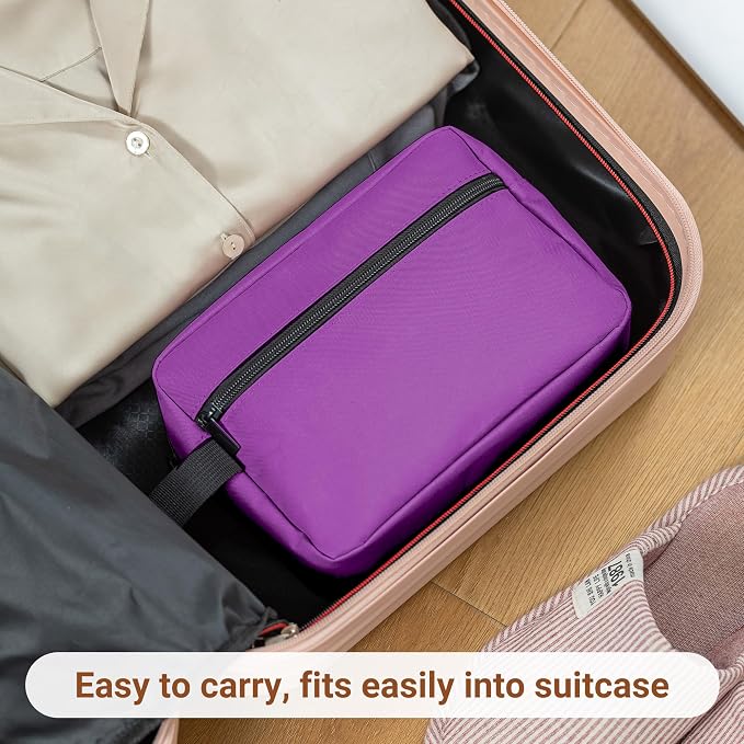 Elviros Travel Toiletry Bag for Women and Men,Lightweight Makeup Bag Hanging Dopp Kit with Shaving Compartment Cosmetic Organizer Small Tool Bag Travel Essentials Gift for Women(Grape Purple) - Image 7