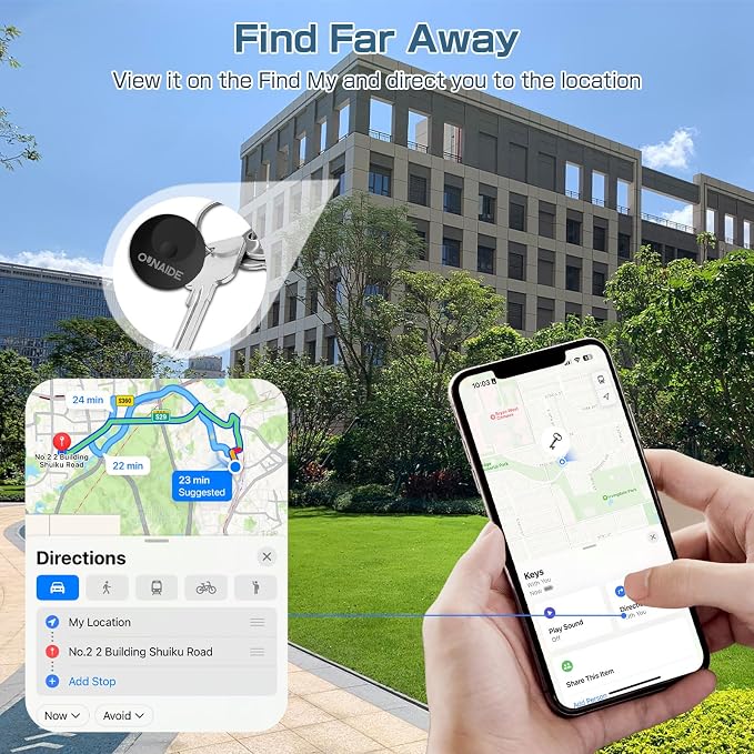 OUNAIDE Air-Tags-2 Pack, Smart Air Tracker Tag, Bluetooth Tracker for Apple Find My (iOS Only), Waterproof Key Finder Tracking Device for Kids Keys Luggage Bags Wallets Pets and More - Black&White - Image 4