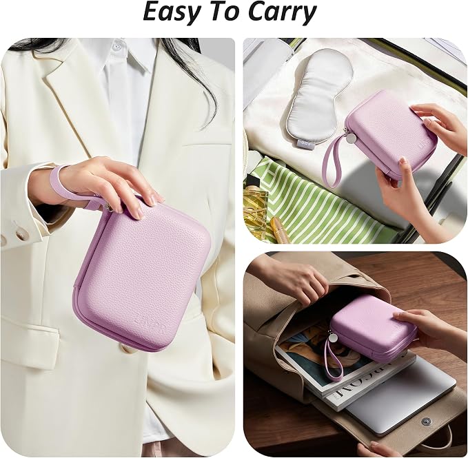 Portable Charger Case, Tech Pouch Travel Organizer, L, Light Purple | Hard Shell Electronic Storage for MacBook Power Adapter, Magic Mouse, Charging Cords, Power Bank Laptop Accessories - Image 6