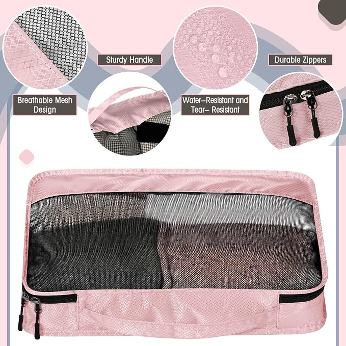5 Pcs Packing Cubes for Suitcase Large Travel Cubes Carry on Luggage Organizer Bags for Clothes Accessories(L,Morandi) - Image 4