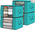 4 Pack Storage Bags for Clothes Blanket Storage Bins with Lids | Foldable Closet Organizers with Zippers,Window and Handles,Fabric Storage Bins for Sweater,Comforter,Bedding,Dorm essentials by Fabtotes