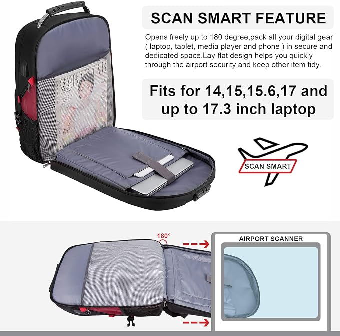 LOVEVOOK Large Laptop Backpack for Men,18.4Inch Heavy Duty Travel Backpack | TSA-Friendly with Anti-Theft,Carry On Flight Approved,College Work Bookbag,Water Resistant Business Backpack for Men Women - Image 6