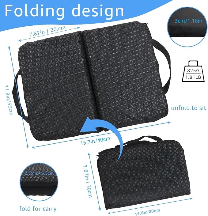 New Upgraded Portable Seat Cushion 15.7" x 11.8" Travel Seat Cushion | Foldable Travel Cushion, for Airplane Seats, Camping, Stadium, Cinema, Garden Benches Seat Cushion - Image 2