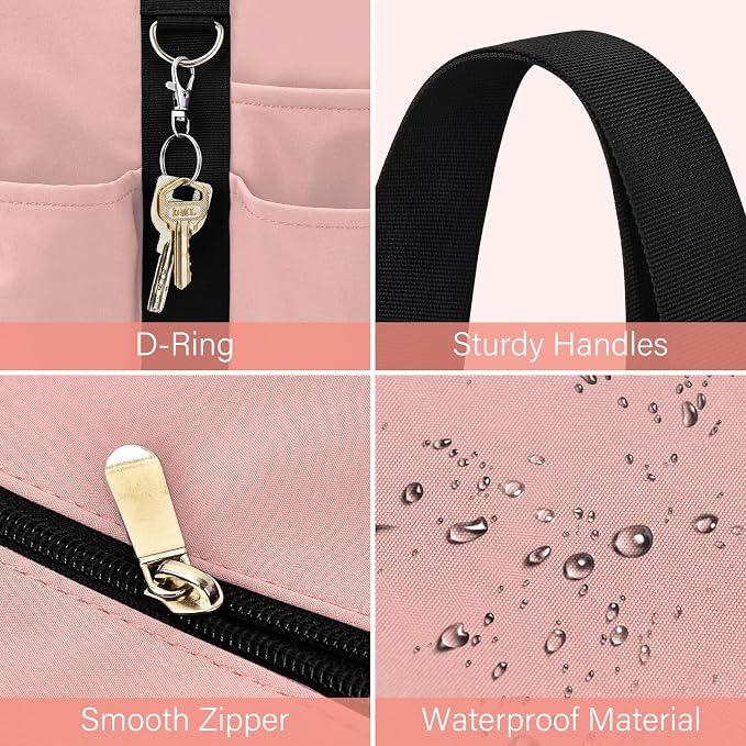 Becokan Large Tote Bag for Women Waterproof with 12 Pockets Top Zipper Closure Utility Teacher Nurse Bags for Work School - Image 4