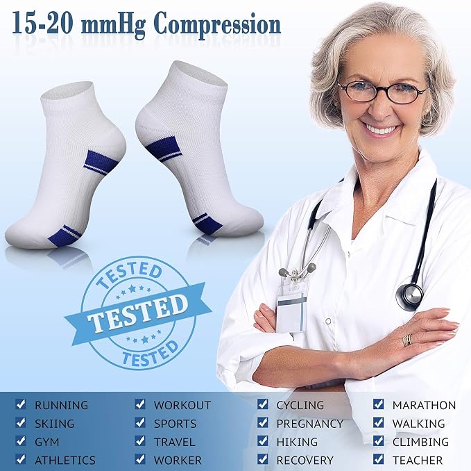 CHARMKING Compression Socks for Women & Men Circulation 15-20 mmHg is Best for Athletic Running Cycling Nurse Daily Wear - Image 5
