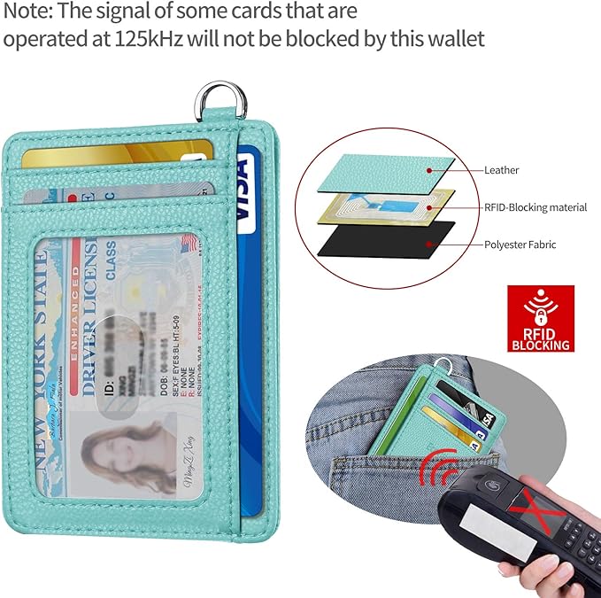 Slim Minimalist Front Pocket Wallet, RFID Blocking Credit Card Holder Wallet with Detachable D-Shackle for Men Women - Image 3