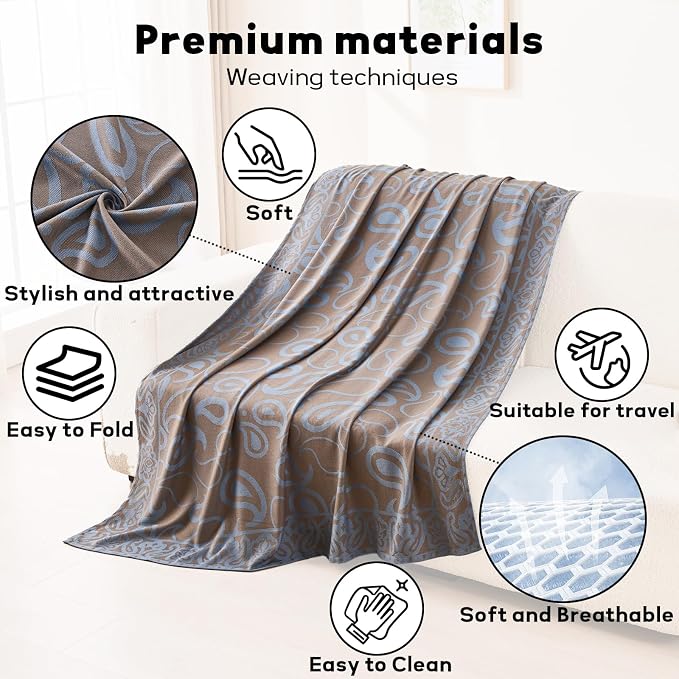 Travel Blanket Airplane - Ultra Soft & Lightweight Knit Design Compact Airplane Blanket,53x72 Inch,Stylish Travel Shawl Wraps for Flights,Office,Home Use,Travel Essentials & Gifts - Image 5