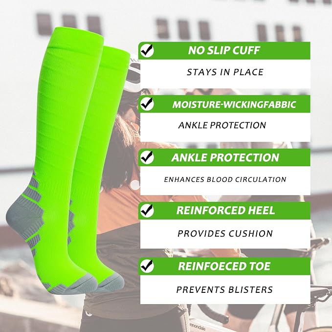 fenglaoda 6 Pairs Compression Socks for Women & Men Knee High Cute Circulation Socks for Nurse Pregnant Travel Athletic - Image 4