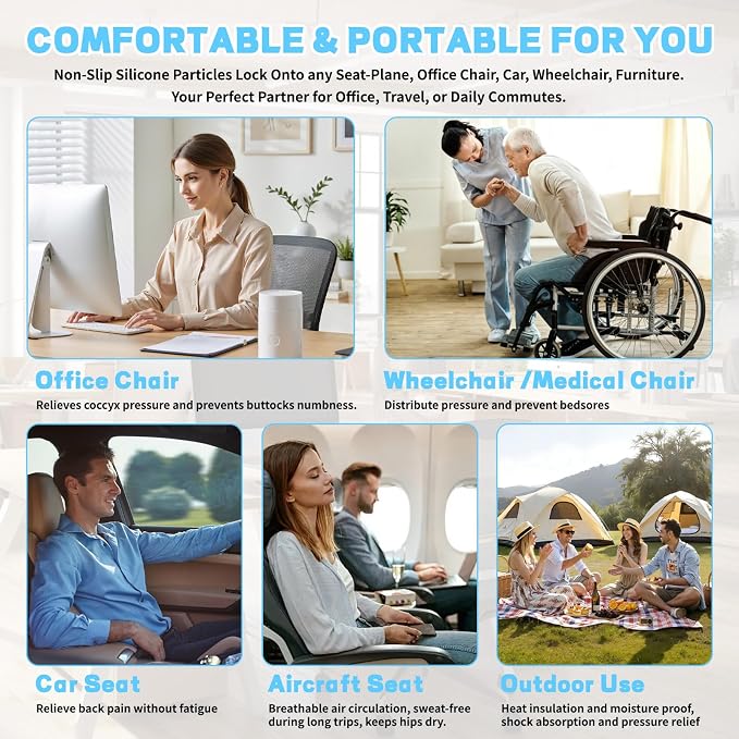 Sondor Travel seat Cushion-Airplane seat Cushion for Long flighs | Inflatable seat cushion for Office，Chairs,Car and Wheelchair.Portable and Ergonomically designed cushion. - Image 7