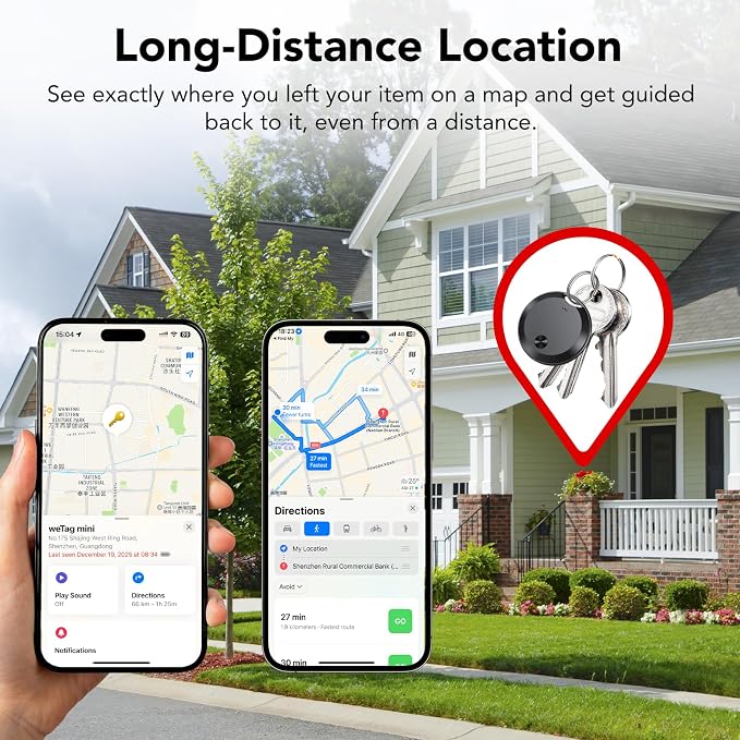 Air Tracker Tags-4 Pack: Smart Bluetooth Tracker, Item Finder Works with Apple Find My (iOS Only) App, Trakcer Tag Locator for Keys, Luggage, Satchel, weTag mini. (Not for Android Devices) - Image 4
