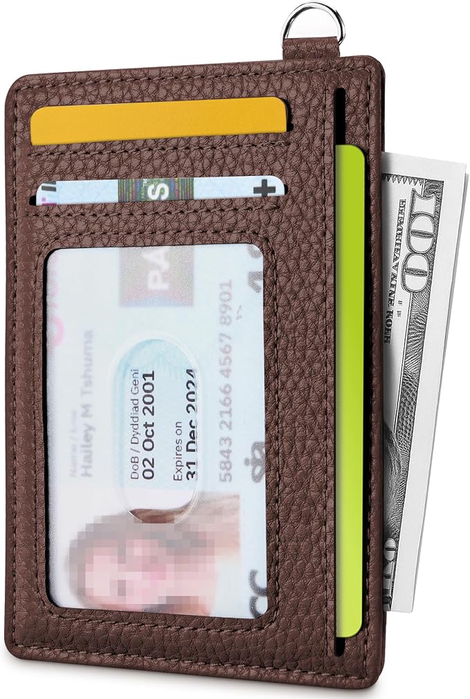 Mayski Slim Wallet, Credit Card Holder for Women, Minimalist Front Pocket RFID Blocking Card Cases, Small Wallet Women Men(Lichee Coffee) - Image 2