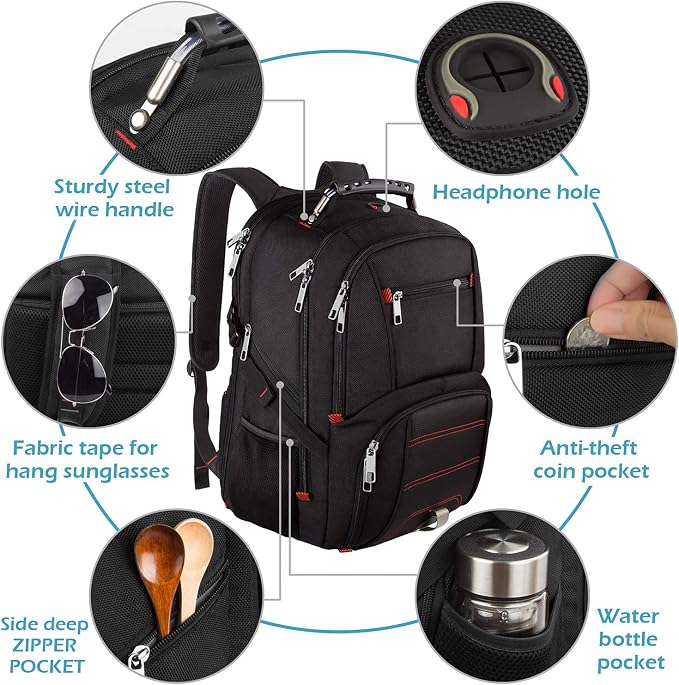 Jiefeike Travel Laptop Backpack,Extra Large Capacity TSA Friendly Anti Theft Backpacks Water-Resistant Men Business College Computer Bookbag Fits 17 Inch Laptop&Notebook - Image 2