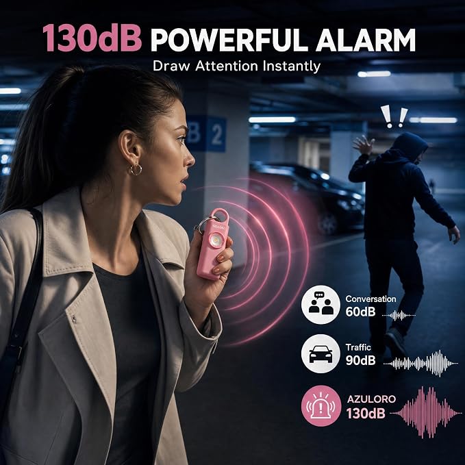 Personal Alarms for Women Loudest – Safety Keychain Self Defense – Personal Alarm Siren with SOS & Emergency Call – Keychain Alarm for Women – Gifts for Teenage Girls – Protection for Girls (Pink) - Image 3