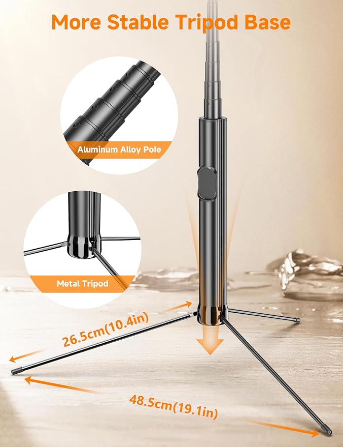 75" Phone Tripod & Selfie Stick, Extendable Cell Phone Tripod Stand with Wireless Remote and PhoneHolder, Stable Travel Tripods for iPhone, Compatible with iPhone 17/16/15/14/13 Pro Max/Android - Image 2