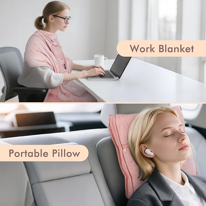 Tirrinia Travel Blanket Airplane Compact with Bag - Cozy Travel Pillow Blanket for Long Flight, Airplane Travel Essentials, Packable and Lightweight Travel Blanket and Pillow Set for Kids & Adults, - Image 2