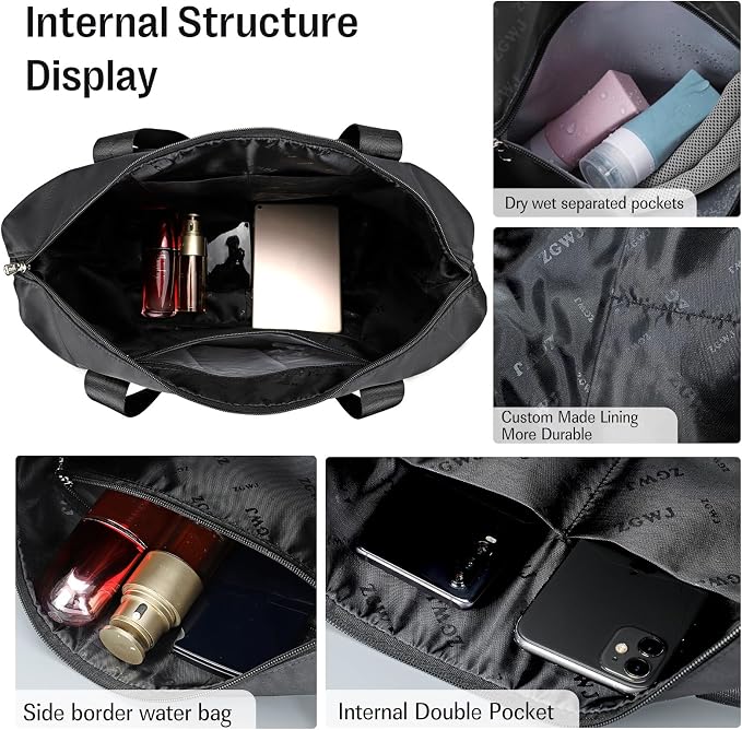 ZGWJ Travel Tote Bags, Expandable Overnight Weekender Bag for Women Foldable Carry-On | Expandable - Image 7