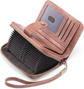 GAEKEAO Leather Credit Card Holder Wallet for Women RFID Blocking Large Capacity Bifold Zipper Card Case Organizer with Wristlet 32 Slots by GAEKEAO