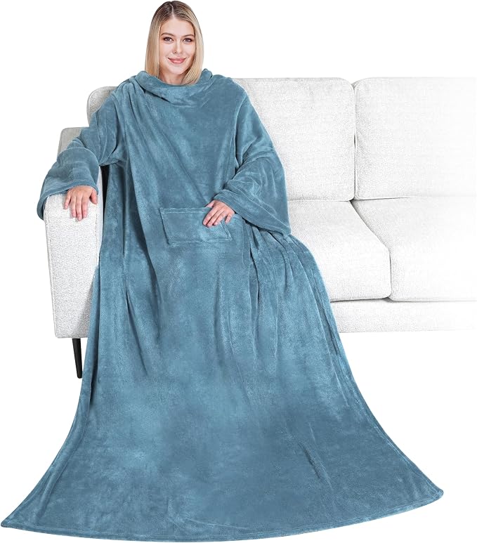 PAVILIA Wearable Blanket with Sleeves for Adult Women Men, Cozy Fleece Warm Wrap Throw with Arms, Gifts for Christmas, Wife by PAVILIA