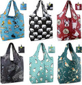 BeeGreen Animal Reusable Shopping Bags Cute Grocery Bag 6 Pack, Christmas Gift Bags Heavy-Duty Foldable Shopping Totes for Supermarket, Work & Travel, Large Washable Polyester Tote Bag with Handles by BeeGreen