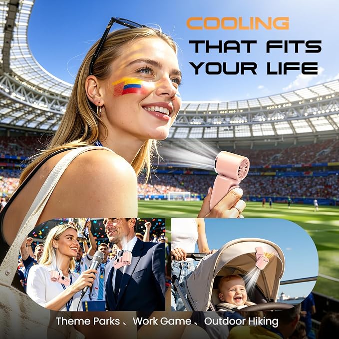 Portable handheld Fan Clip-On Mini Fan 3000mAh 5-speed 180° Rotating | 14500 RPM personal fan Pocket Size USB Cooling Fan for Travel, Beach, Makeup, Office, indoor and outdoor - Image 6