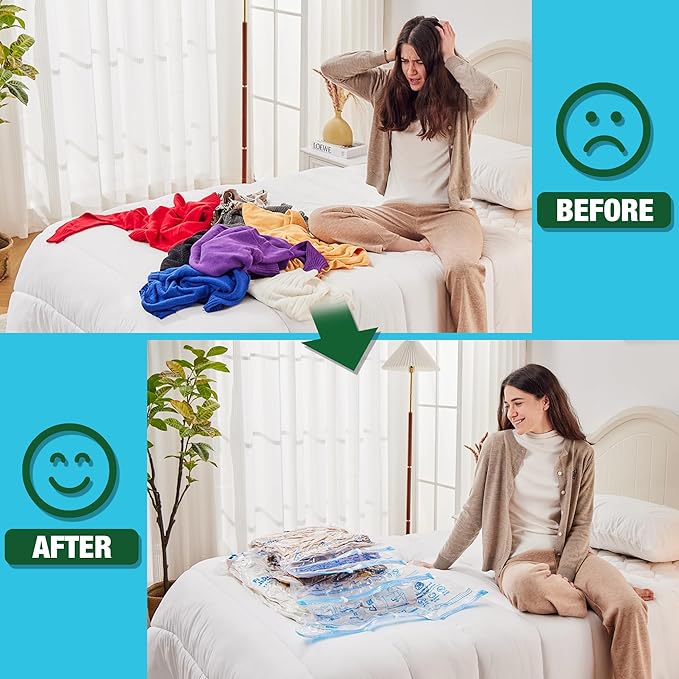 Vacuum Storage Bags, Vacuum Seal Bags for Clothing, 5 Jumbo 5 Large | Extra Large XL, Airtight Triple Seal, Save 80% Space, Hand Pump, Work with Vacuum, Double Zip, Reusable, Easy to Use - Image 5