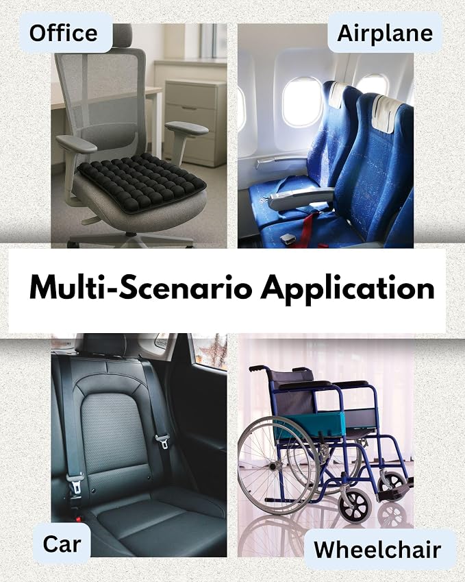 Travel Cushion, Inflatable Airplane Seat Cushion for Flights & Cars | Ergonomic design for tailbone support & pain relief. Lightweight for long flights, car, office & wheelchairs. - Image 5